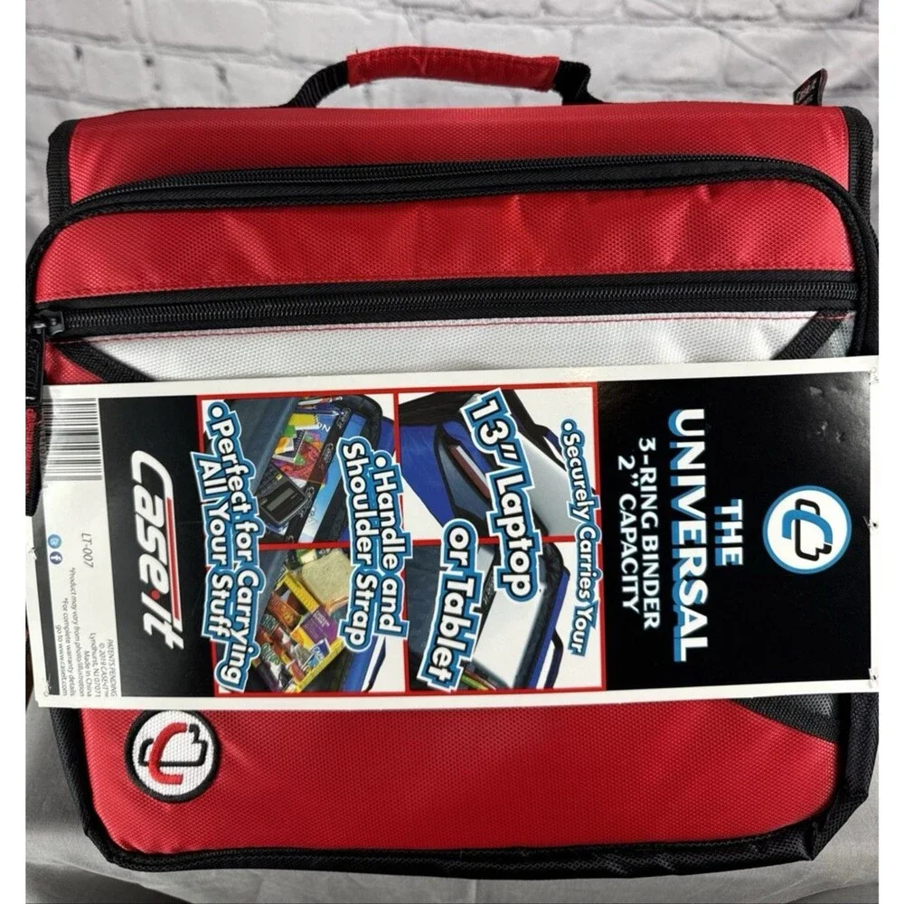 New Case-it The Universal 3 Ring Zipper Binder Laptop Case Handle/Shoulder Strap